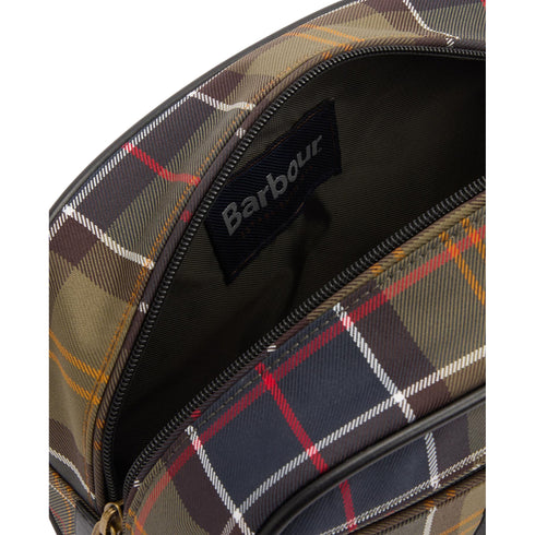 Beauty Case Uomo con motivo tartan e tasca frontale con zip